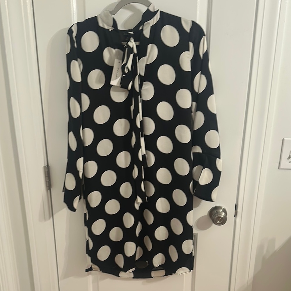 Ann Taylor Polka Dot Black and White Dress